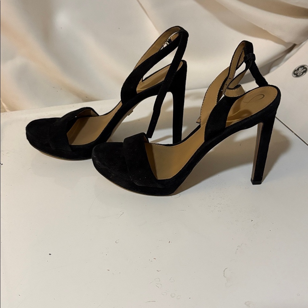 SAM EDELMAN Black Platform Anklestrap high Heels